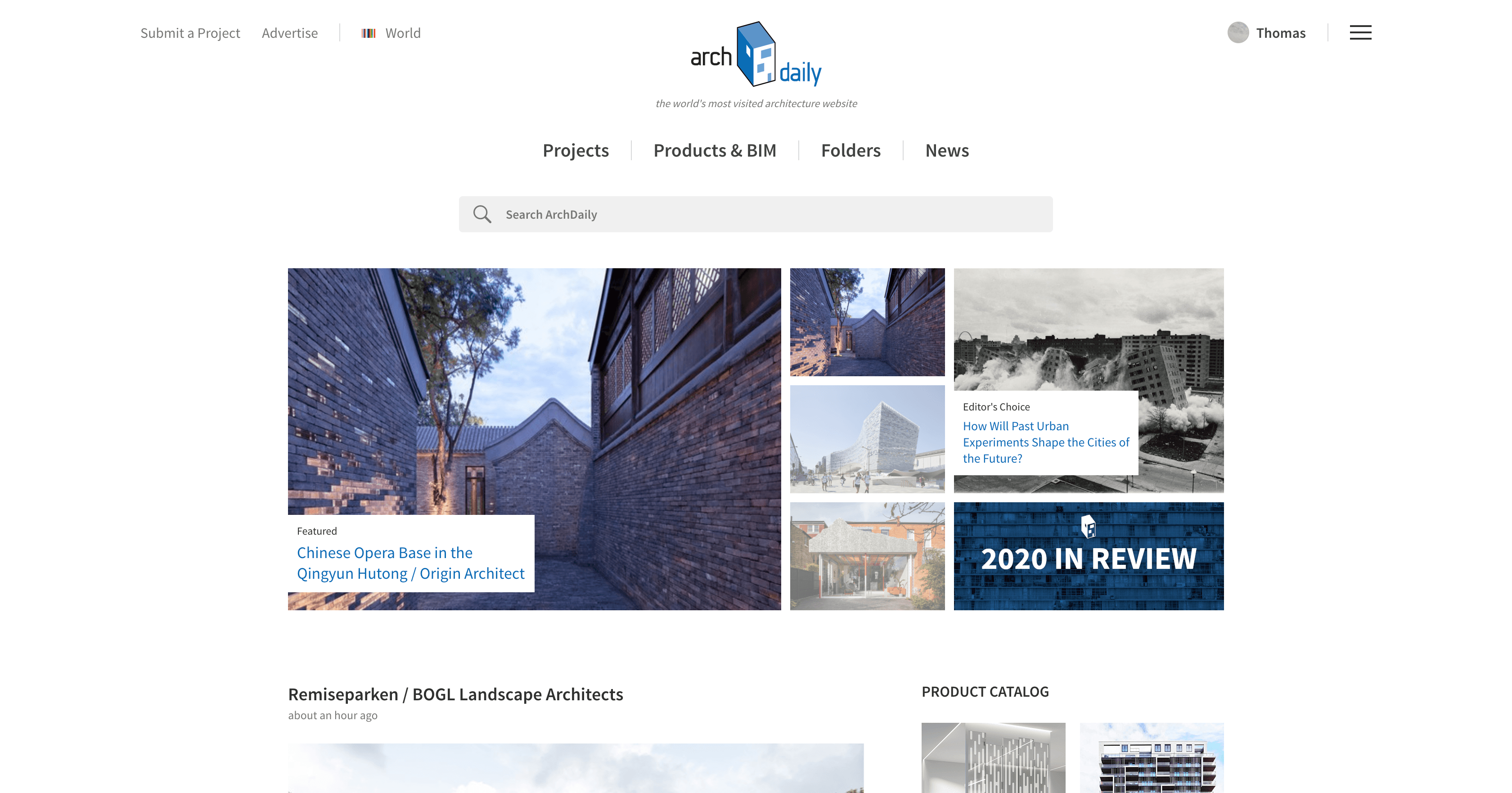 ArchDaily homepage redesign