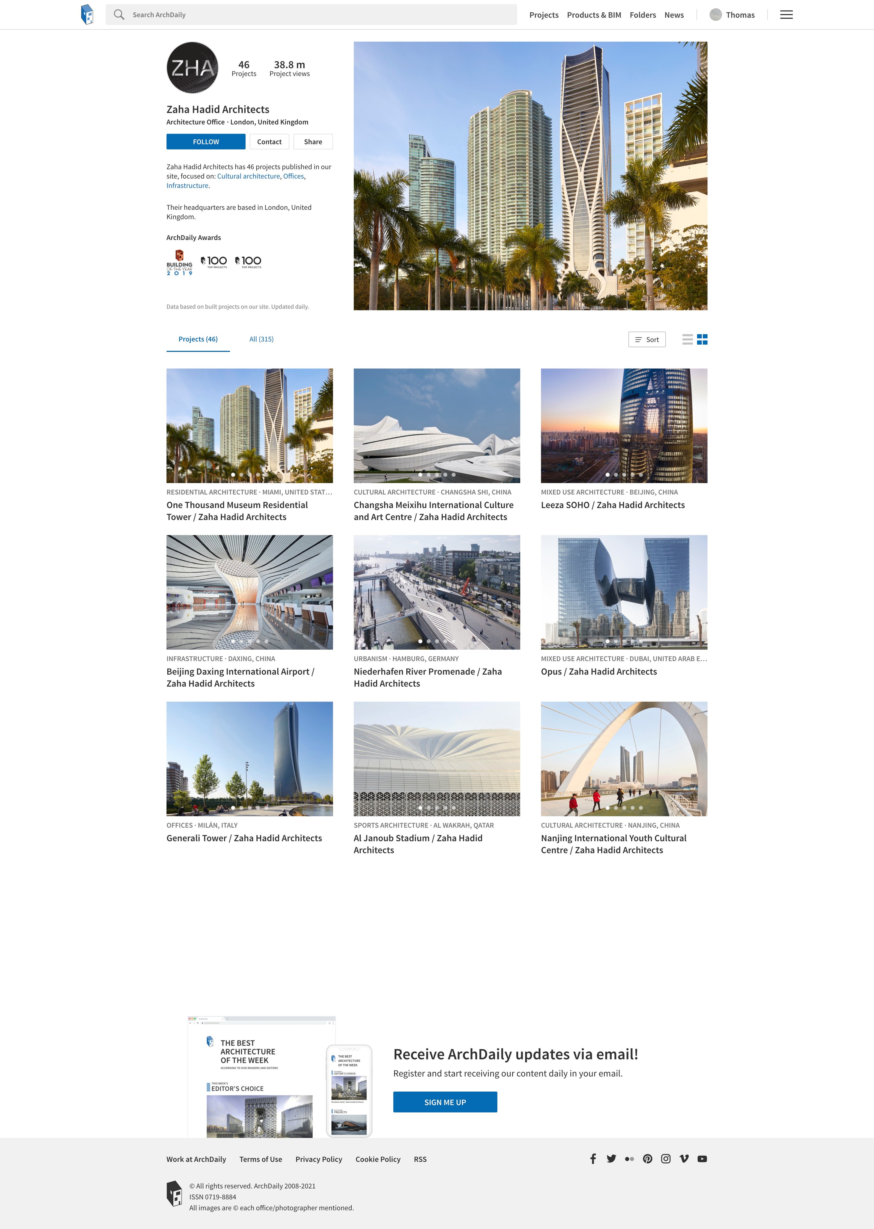 New ArchDaily architecture office landing page